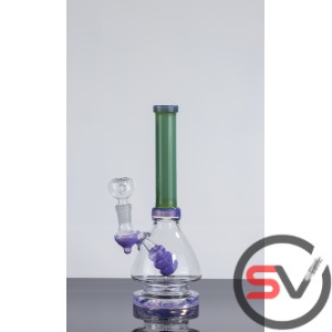 TINTED HANDLE GLASS WATER PIPE 10inch